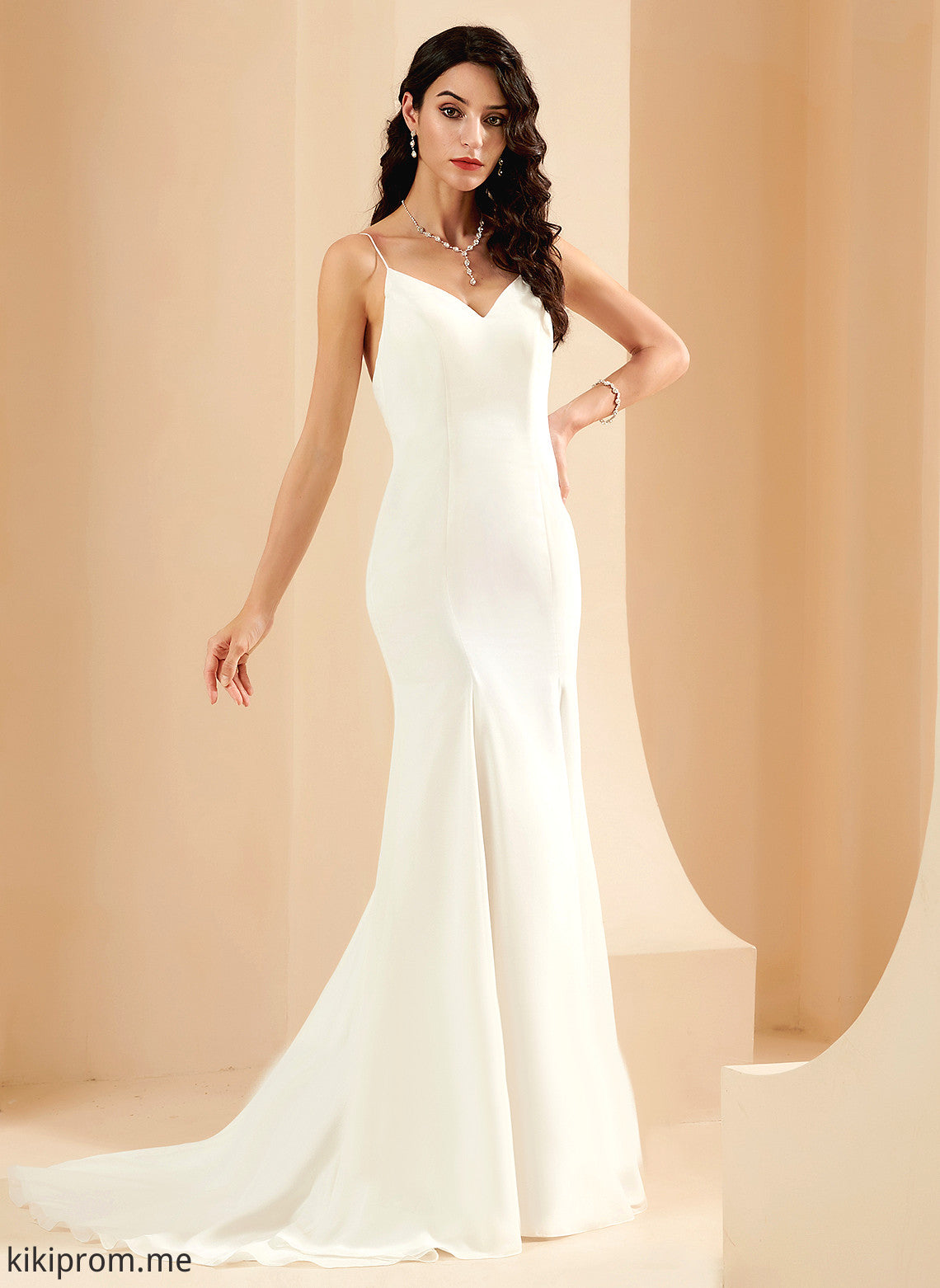 Mimi V-neck Trumpet/Mermaid Train Dress Wedding Wedding Dresses Court Chiffon