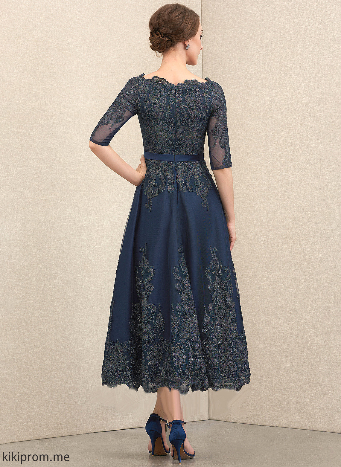 Mother of the Bride Dresses Tea-Length Lace Bride Dress Jaycee of A-Line Neck Mother the Scoop