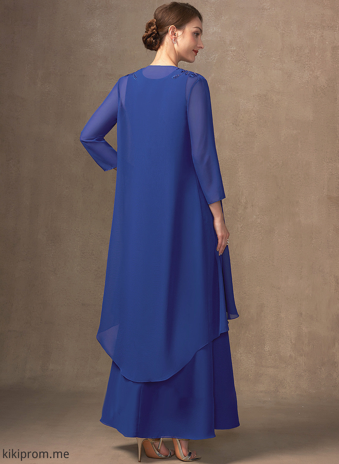 A-Line of Bride Chiffon Dress Ankle-Length Nita Mother V-neck the Mother of the Bride Dresses