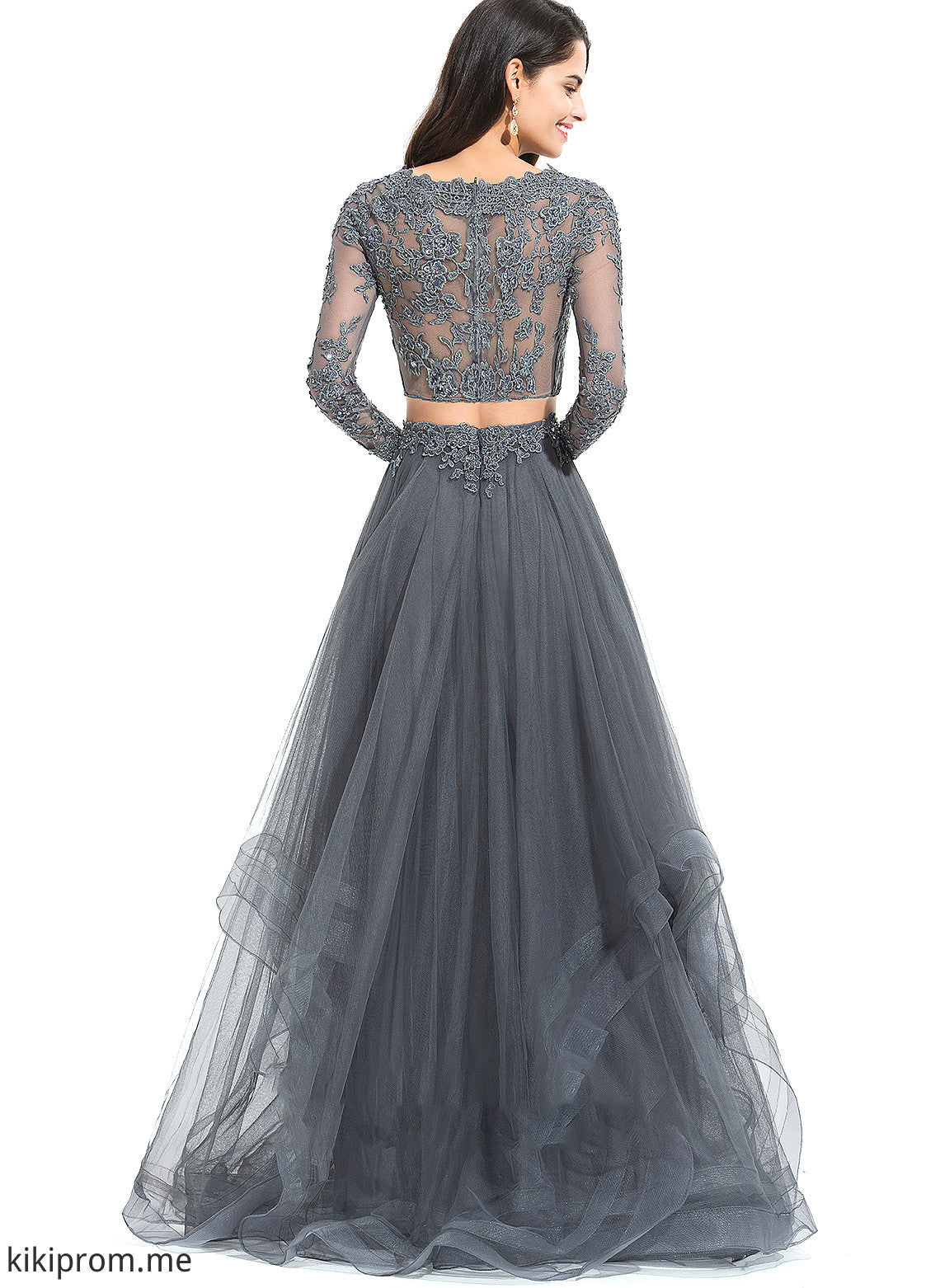 Neck Tulle Ball-Gown/Princess Floor-Length Prom Dresses Scoop With Lindsay Beading Sequins