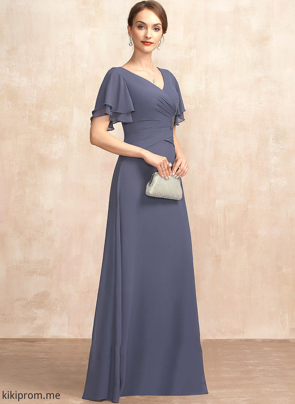 Mother of the Bride Dresses With Bride A-Line Chiffon the Dress Floor-Length Mother V-neck Alejandra of Ruffle Beading