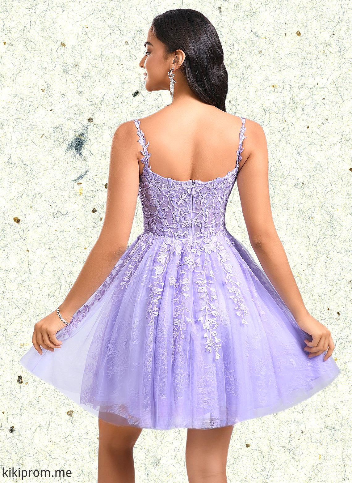 Winnie A-line V-Neck Short Tulle Lace Homecoming Dress HFP0025640