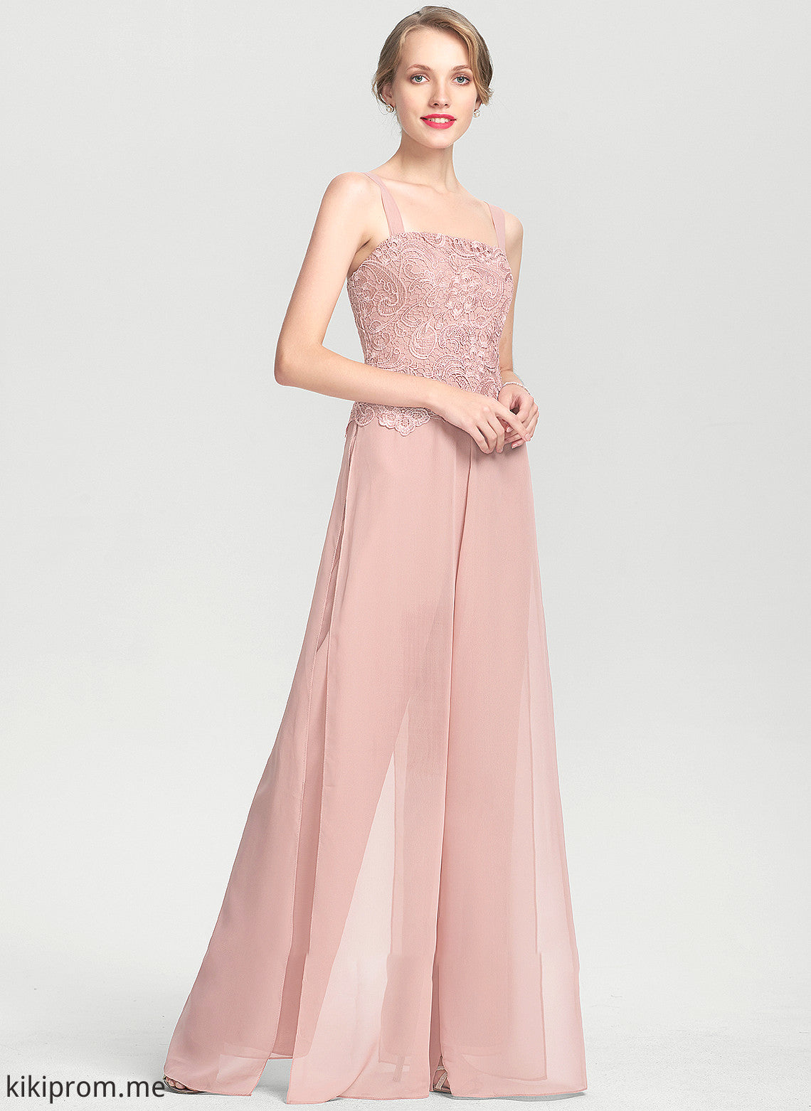 Square Chiffon Dress Mother Mother of the Bride Dresses Floor-Length Bride Lace the Neckline Jumpsuit/Pantsuit of Jode