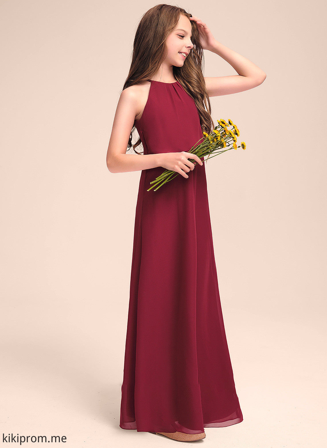 With Floor-Length Yesenia Neck Ruffles Scoop Chiffon A-Line Junior Bridesmaid Dresses