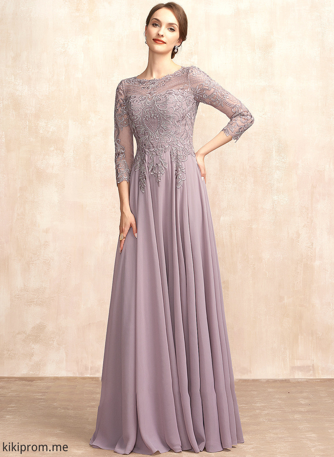 Chiffon Lace Floor-Length Dress Scoop the Mother of the Bride Dresses A-Line Mother Neck Sequins With Bride Fatima of