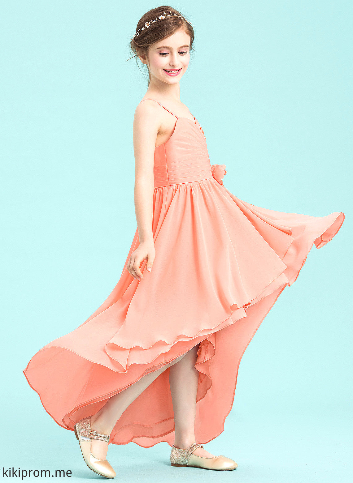 With Asymmetrical Ruffle Cheyanne A-Line Sweetheart Flower(s) Junior Bridesmaid Dresses Chiffon