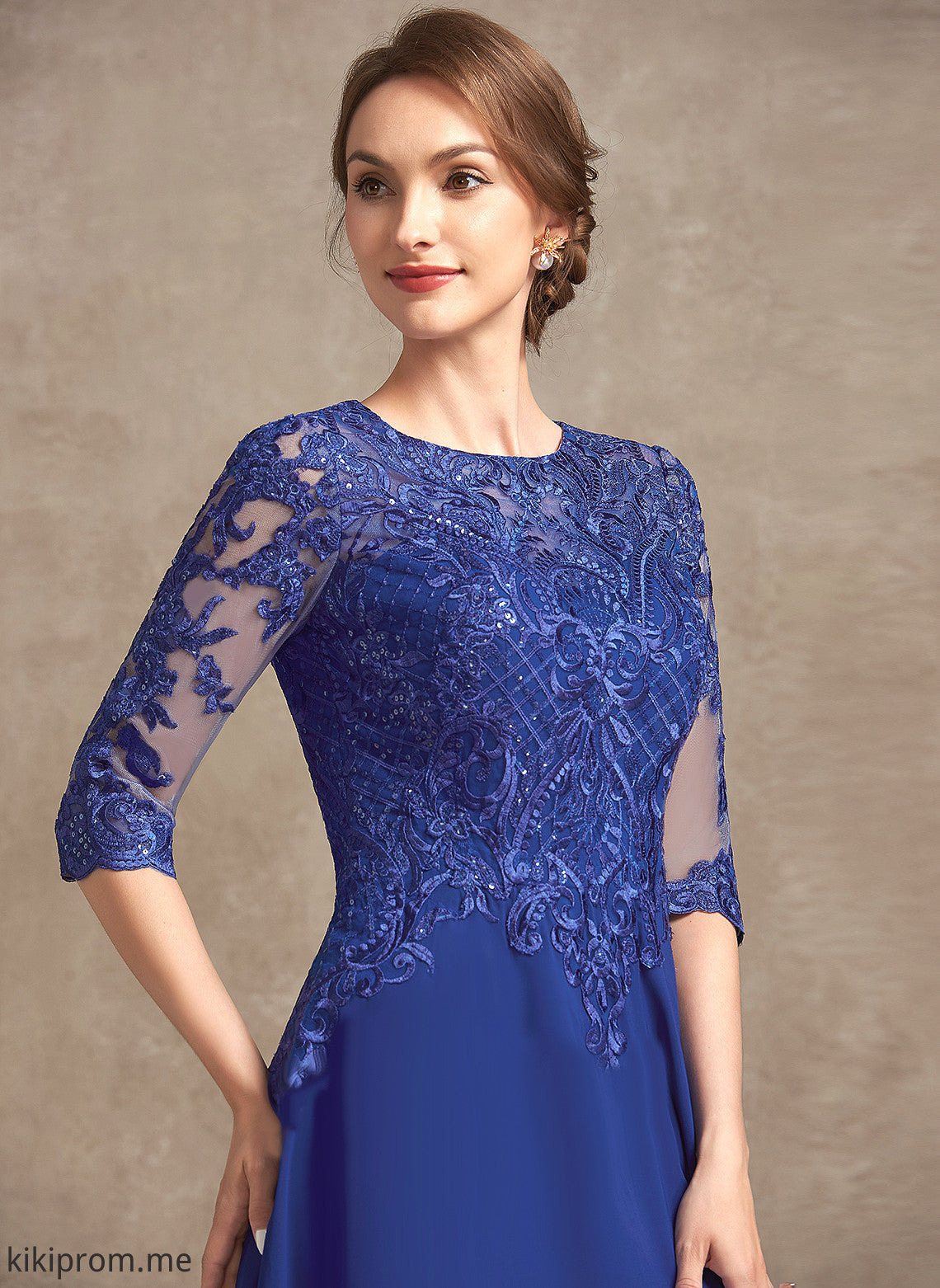 Wendy Sequins Dress of Mother of the Bride Dresses Neck Tea-Length A-Line With Mother Bride Lace the Chiffon Scoop