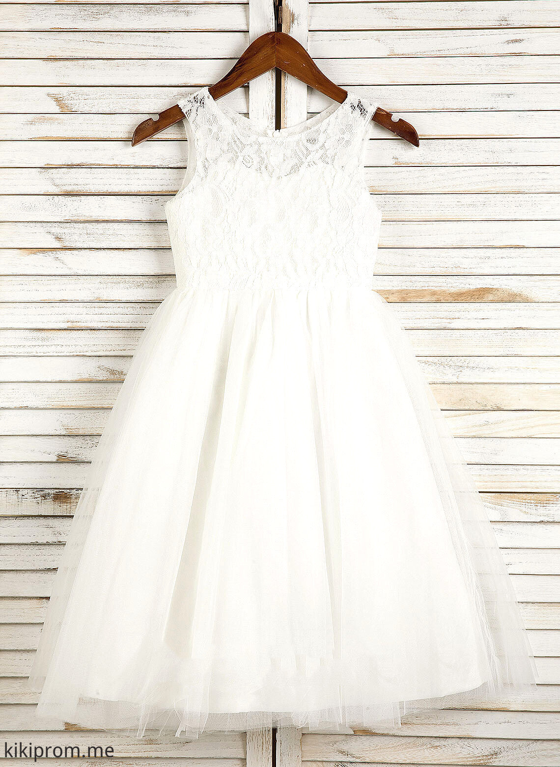 Sleeveless With Dress Sash/Bow(s) Neck Flower Girl Dresses - Rebekah Tea-length Scoop Girl Tulle/Lace A-Line/Princess Flower