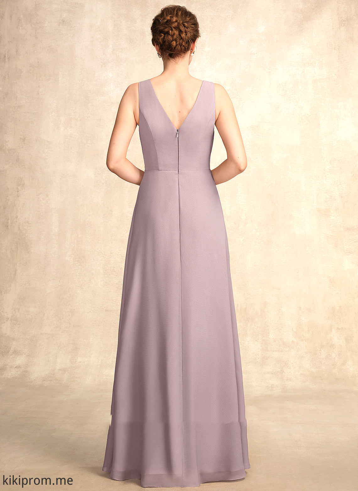 V-neck Elaina With Dress Ruffle of Mother Floor-Length the Bride Chiffon A-Line Mother of the Bride Dresses