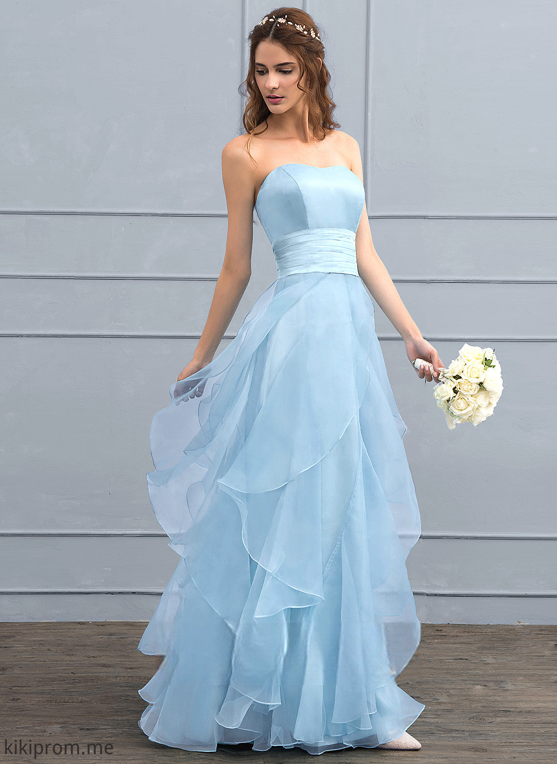 Floor-Length Ruffles Cascading With Organza Wedding Jimena Wedding Dresses Charmeuse Sweetheart A-Line Dress