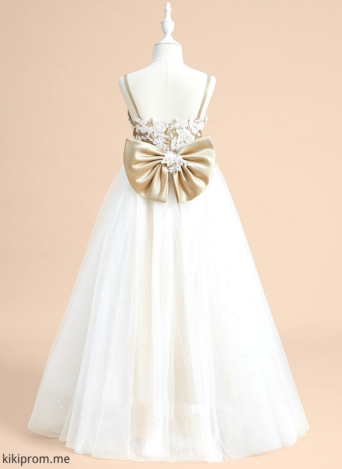 Flower - Ball-Gown/Princess Dress Melinda Satin/Tulle Sleeveless With Flower Girl Dresses V-neck Floor-length Lace/Bow(s) Girl