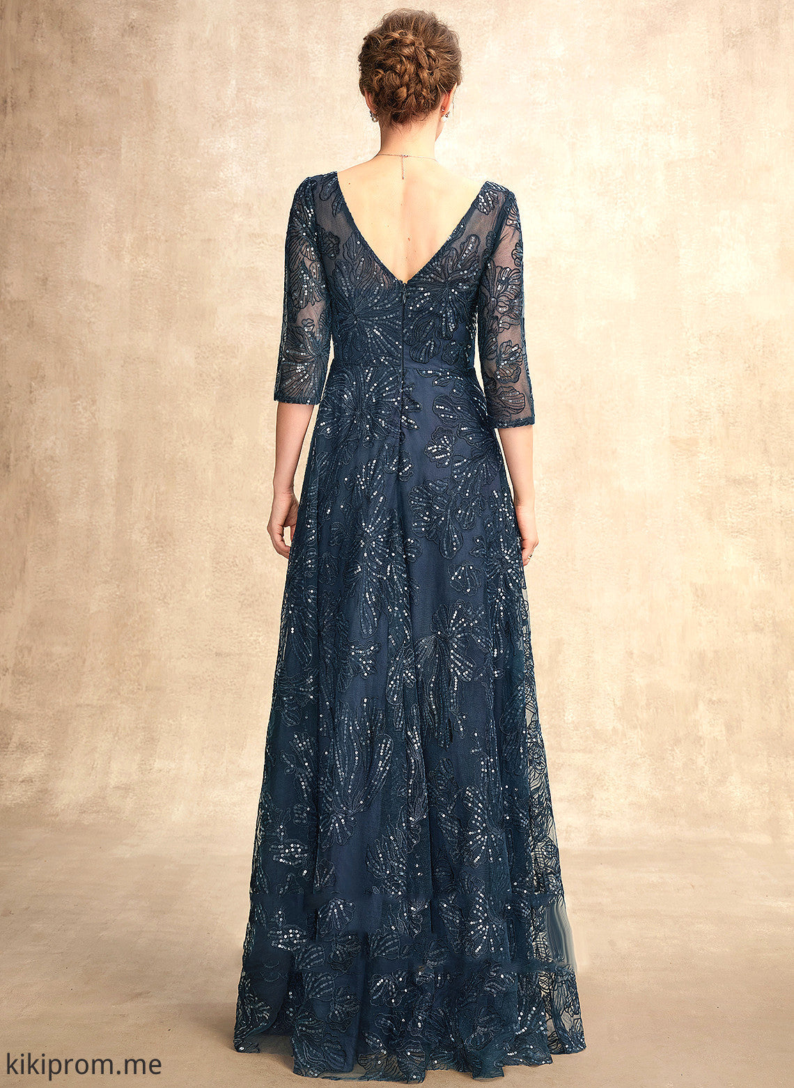 of A-Line Daniela With Mother V-neck Lace Floor-Length Mother of the Bride Dresses the Sequins Dress Bride