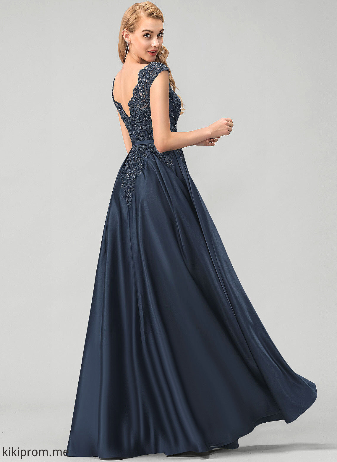 With Floor-Length Ball-Gown/Princess Prom Dresses Beading Bow(s) Journey Scoop Satin Sequins