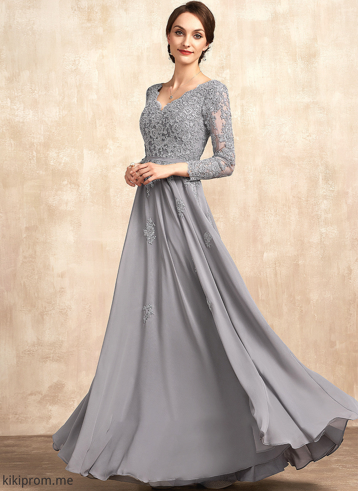 Floor-Length Mother of the Bride Dresses of Bride Chiffon Dress Mother the Mollie V-neck A-Line Lace