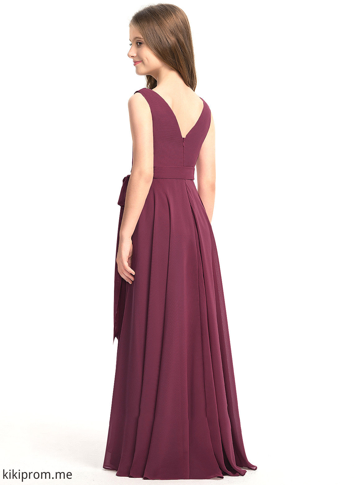 With Cowl Junior Bridesmaid Dresses Neck A-Line Chiffon Bow(s) Lilia Asymmetrical