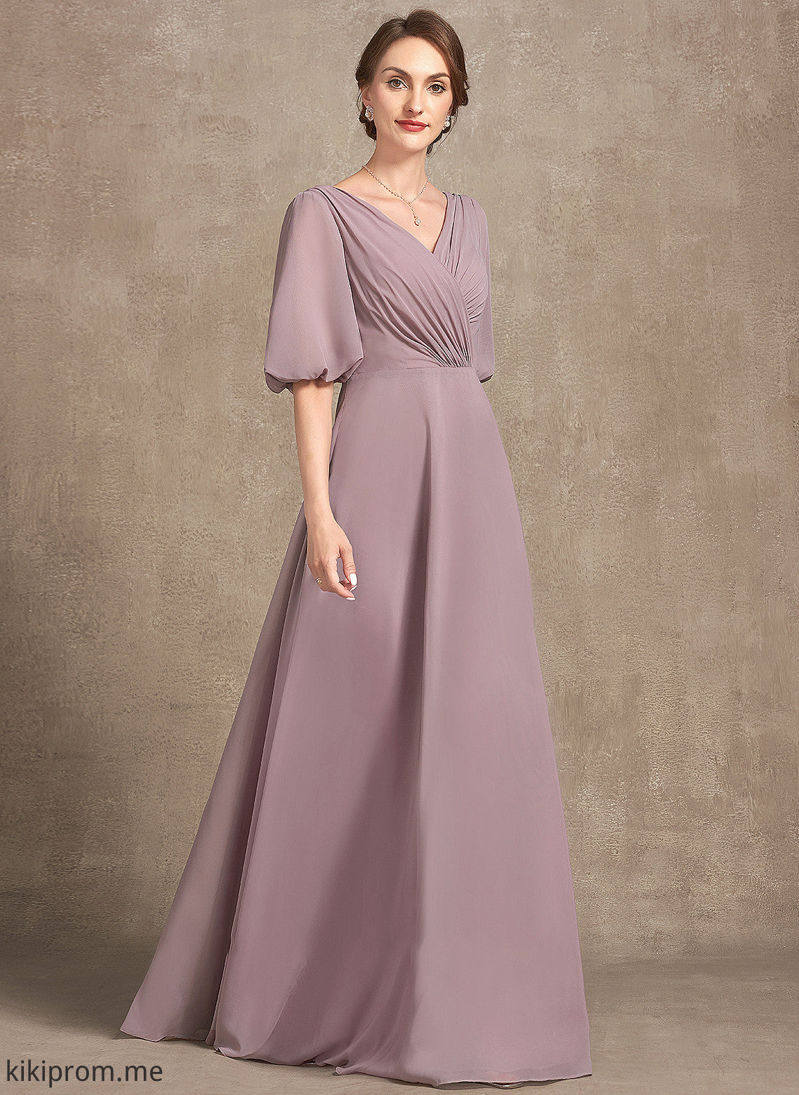 Chiffon Dress Floor-Length Madeline With V-neck the Mother of Mother of the Bride Dresses A-Line Ruffle Bride