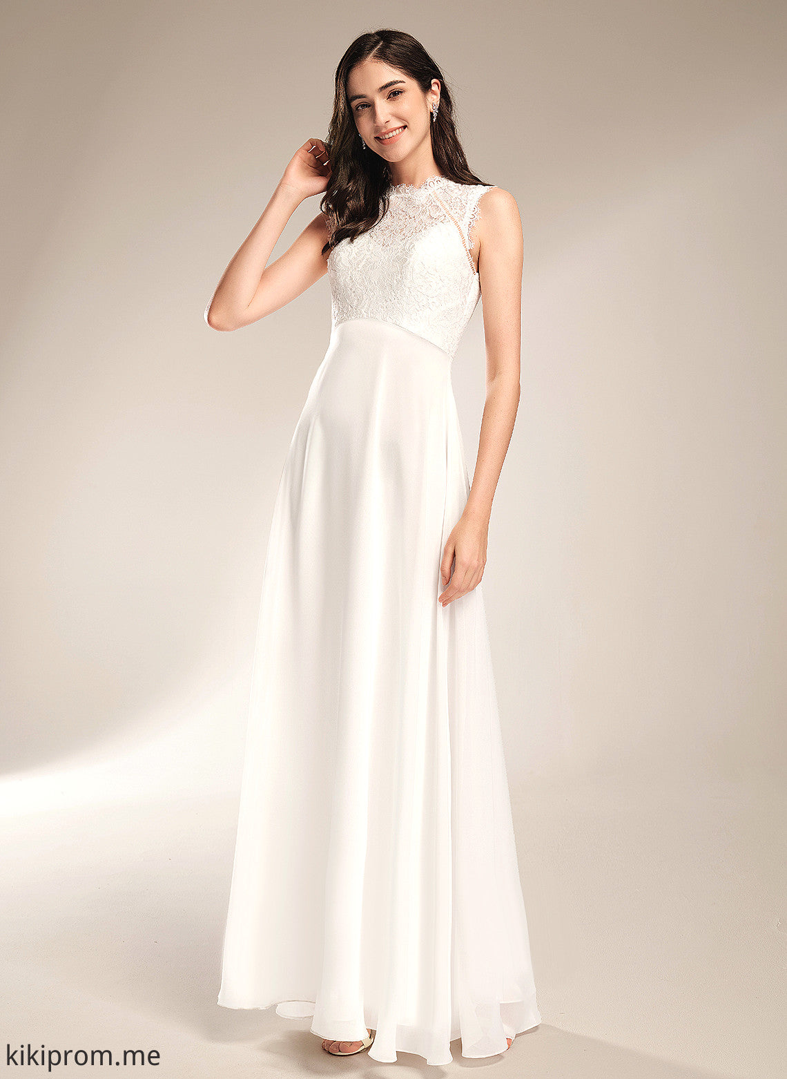 Dress Wedding Lace Chiffon Scoop Floor-Length Alena A-Line Wedding Dresses