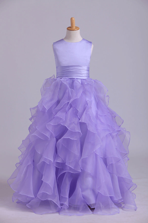 2024 Flower Girl Dresses Ball Gown Scoop Floor Length PDMG67LD