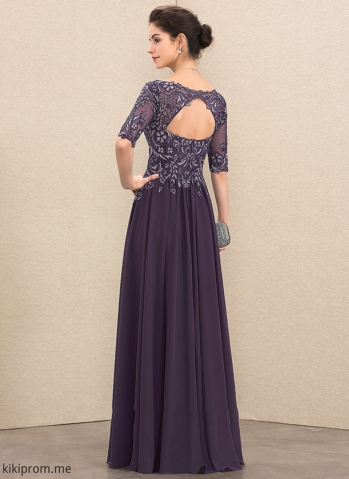 of Bride Floor-Length Dress Mother V-neck Mother of the Bride Dresses Lace A-Line Carleigh the Chiffon