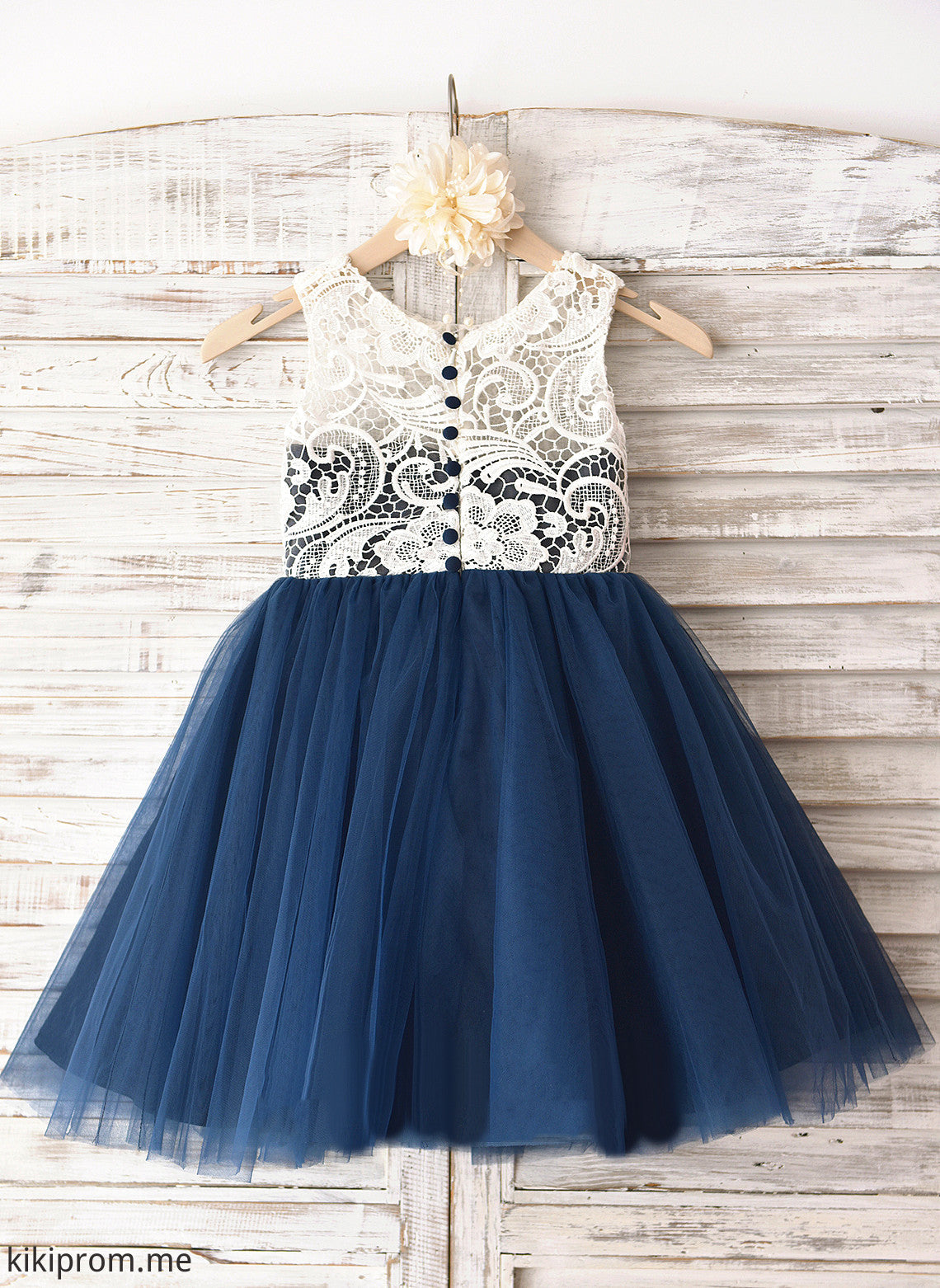 A-Line Flower With - Tulle Girl Sleeveless Neck Nathalia Knee-length Dress Scoop Flower Girl Dresses Lace