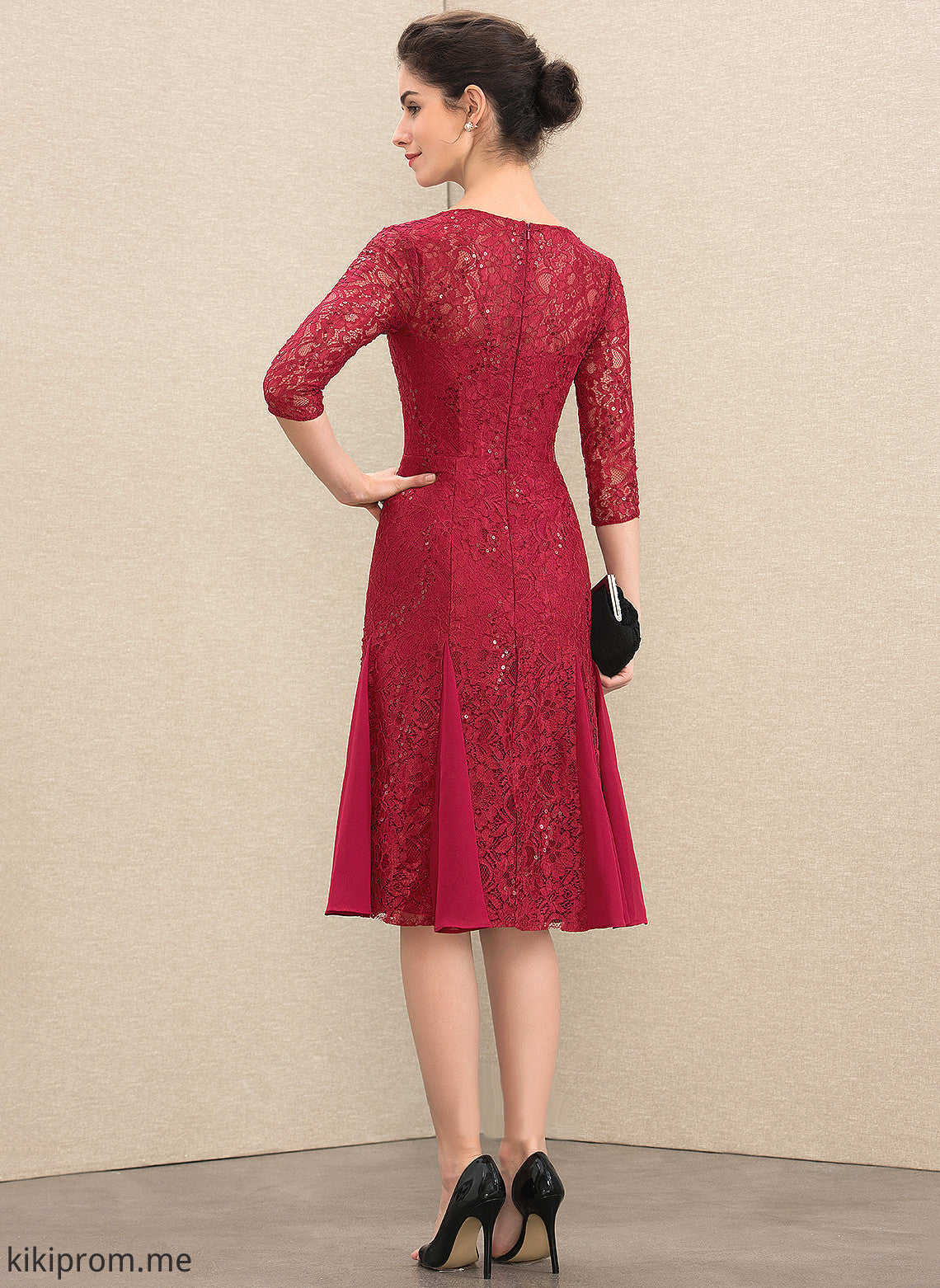 Mother Neck A-Line the Scoop With Stacy Knee-Length Mother of the Bride Dresses Lace Dress Sequins of Bride