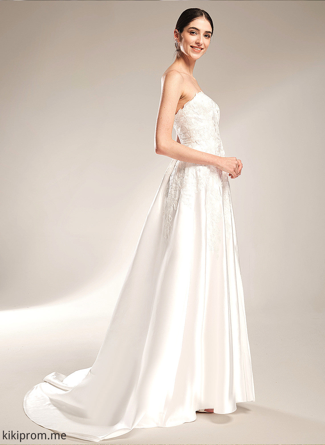 Dress Front Train Split Sweetheart Wedding Dresses Chapel Wedding With Lace Satin Ball-Gown/Princess Shiloh