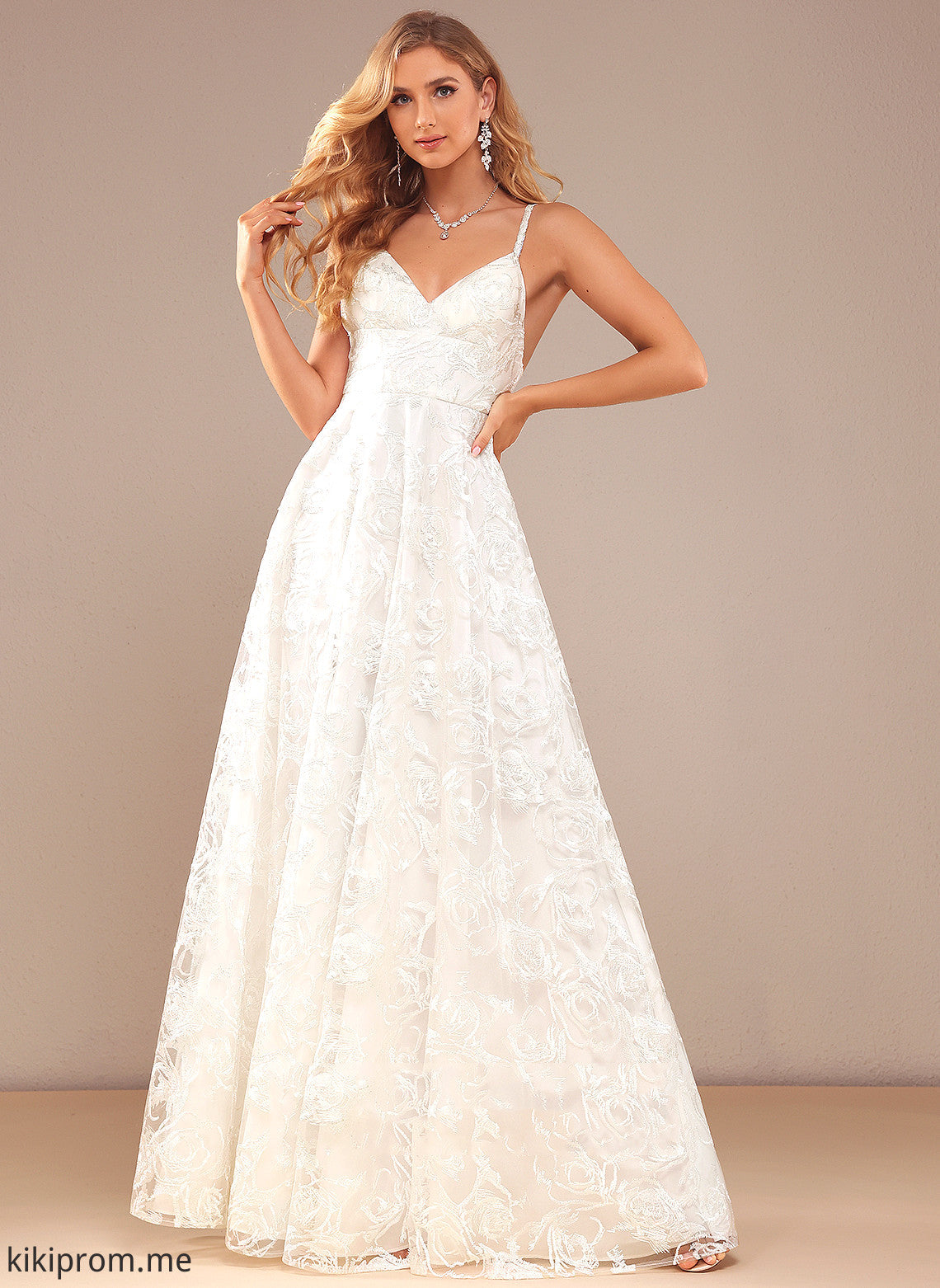 Front Lace Dress Floor-Length Split Wedding Dresses A-Line Sherry Wedding V-neck With