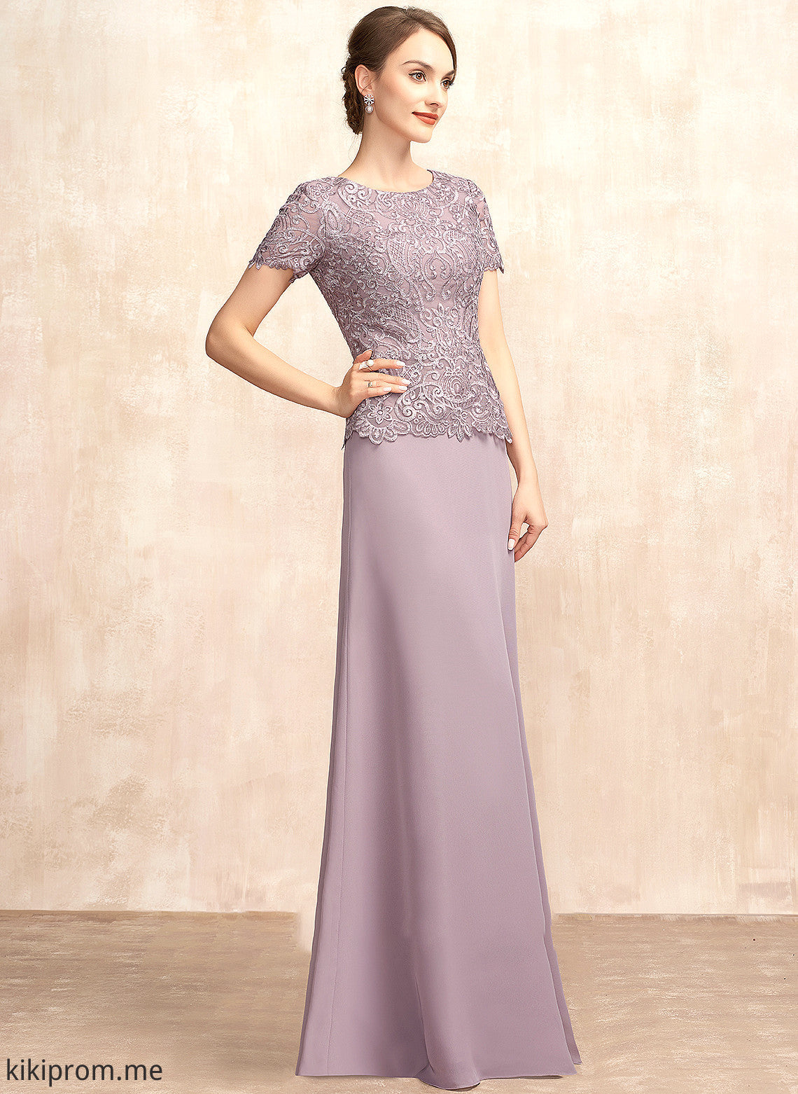 A-Line Mother of the Bride Dresses the Bride Thirza of Neck Dress Scoop Mother Floor-Length Lace Chiffon