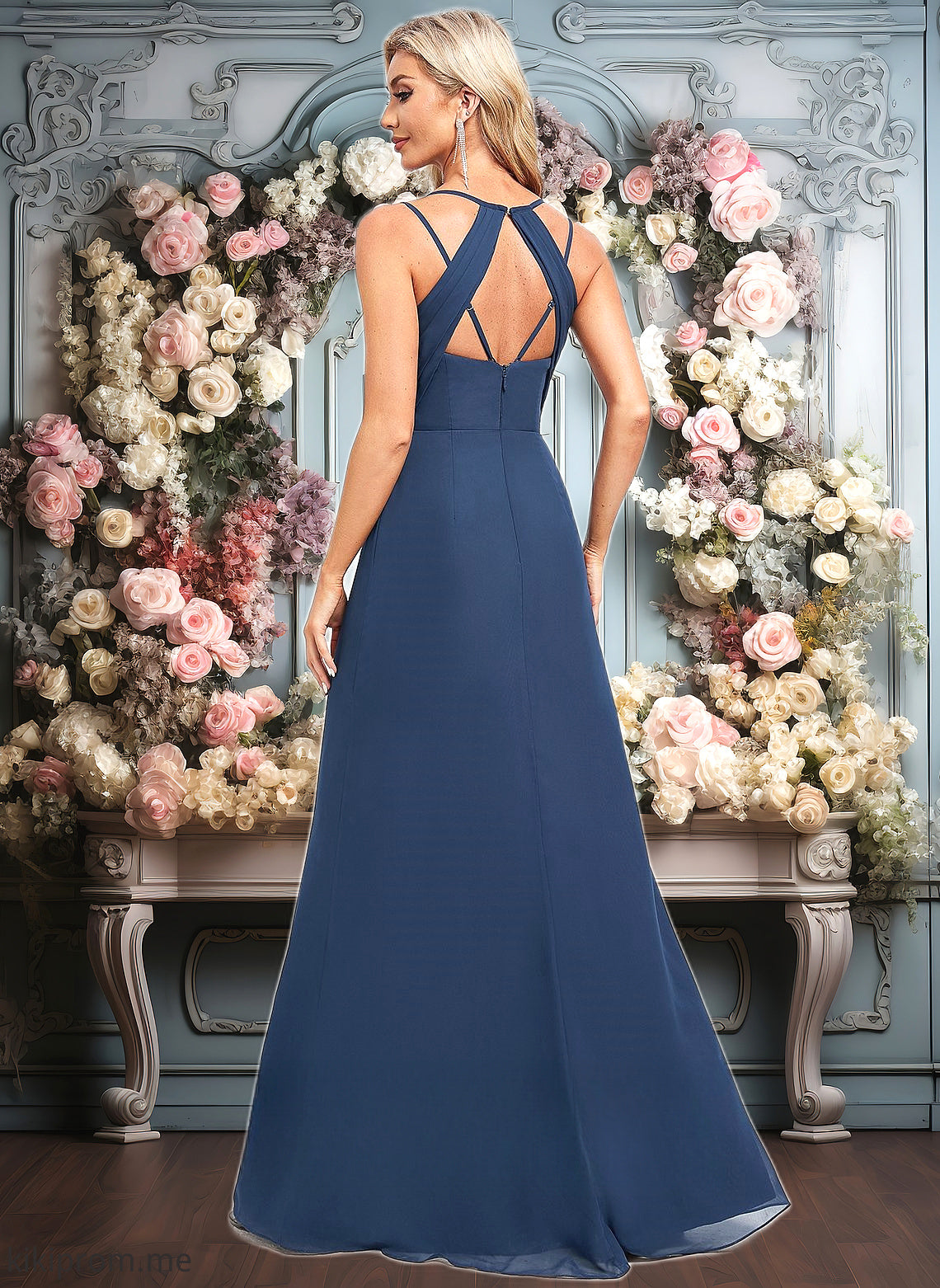 Siena A-line V-Neck Floor-Length Chiffon Bridesmaid Dress HFP0025803