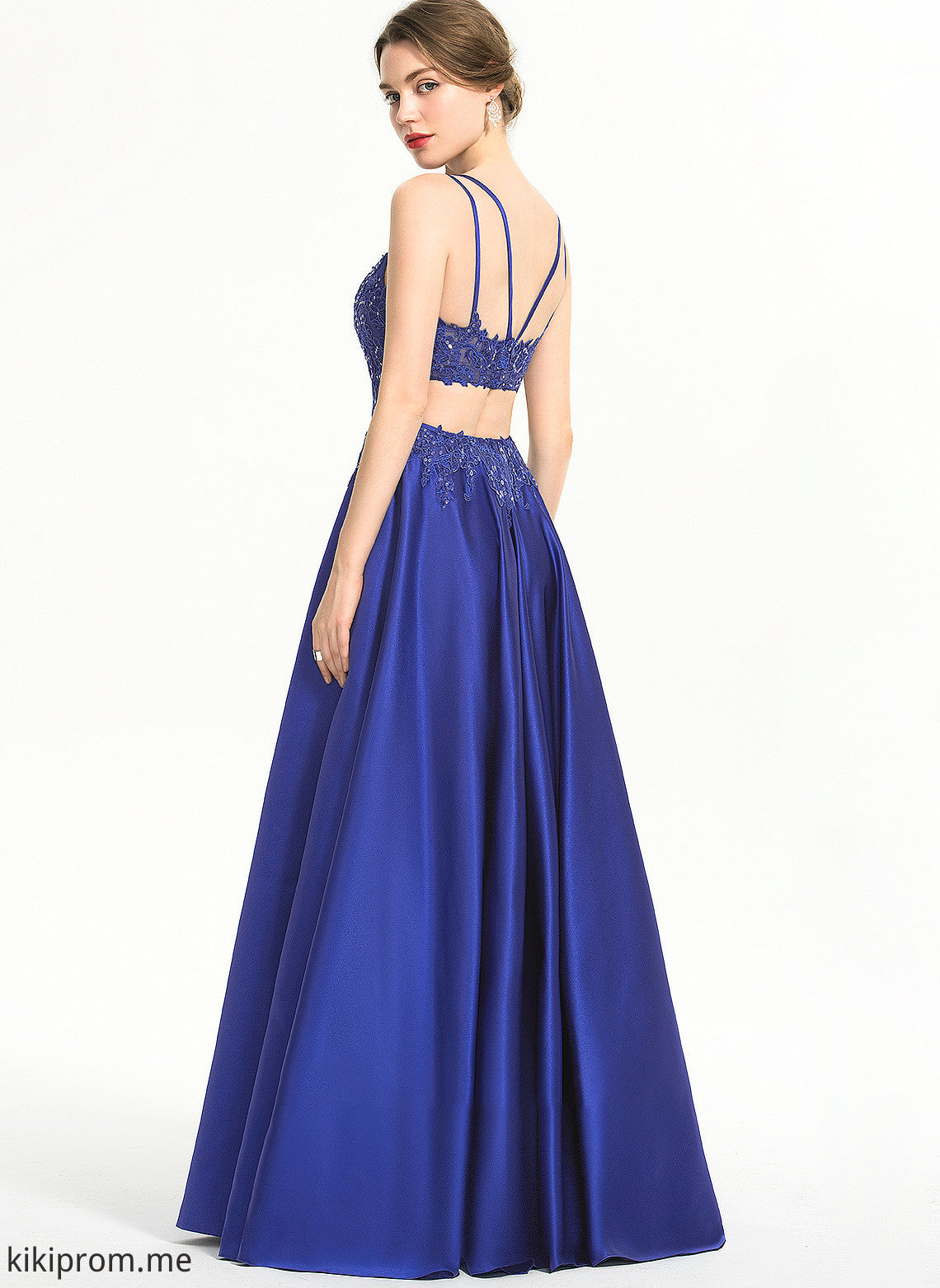 With Floor-Length Satin V-neck Giuliana Prom Dresses Split Front Ball-Gown/Princess Sequins