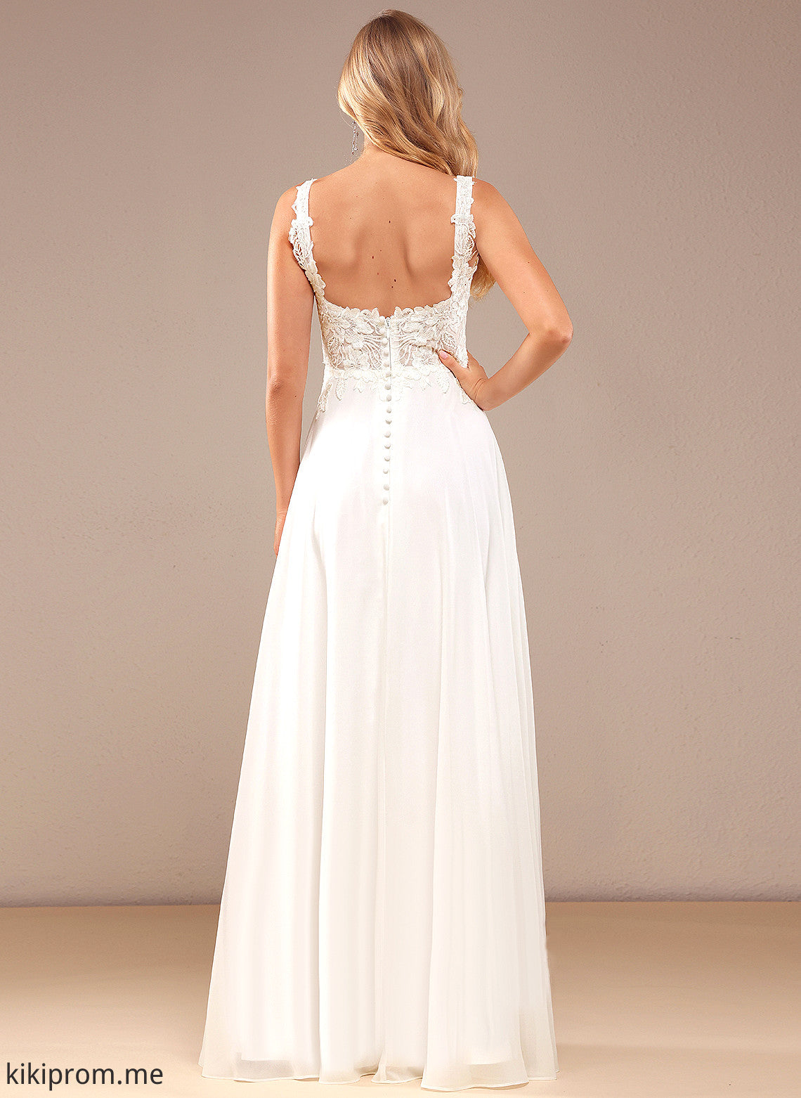 Chiffon Square Wedding With Dress Madalyn A-Line Lace Floor-Length Sequins Wedding Dresses