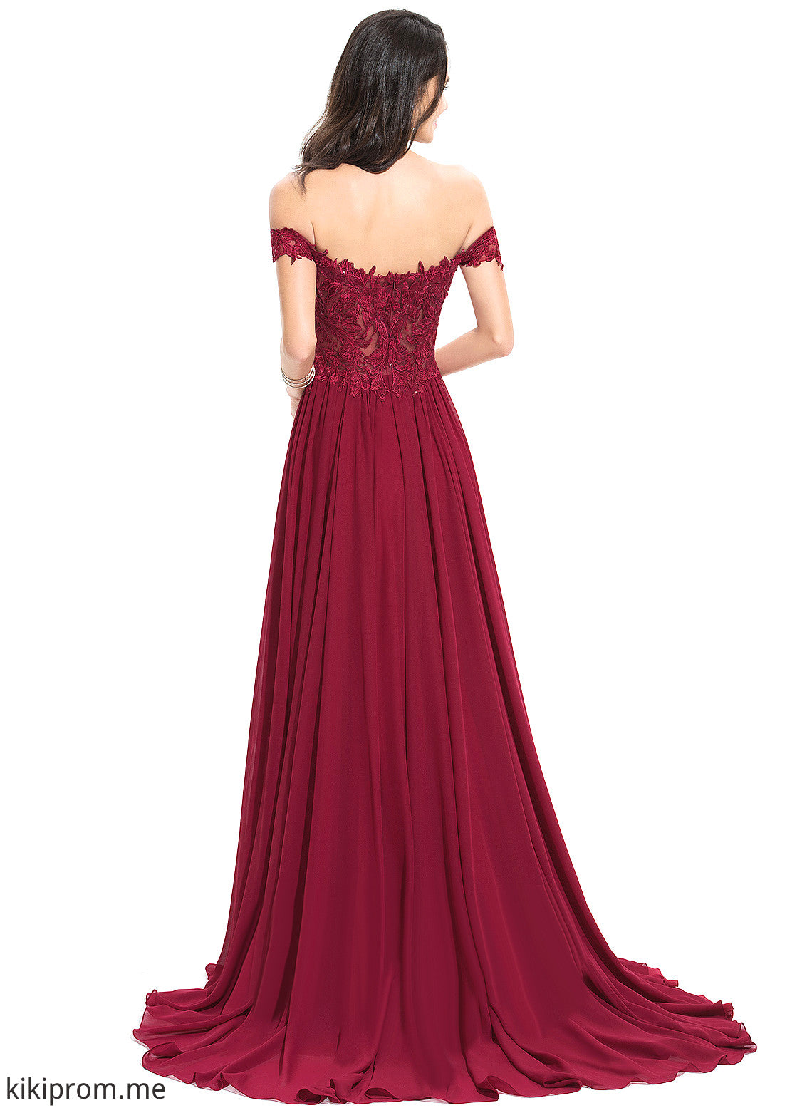 With Prom Dresses Finley Off-the-Shoulder Chiffon Train Sequins Sweep A-Line