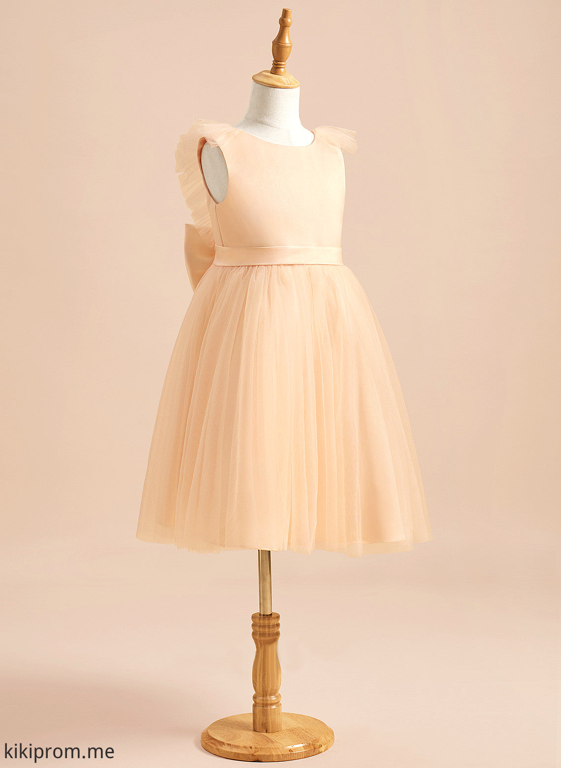 Girl Dress Mila With Neck Sleeveless Bow(s) Flower Girl Dresses Scoop Tulle - Flower A-Line Knee-length