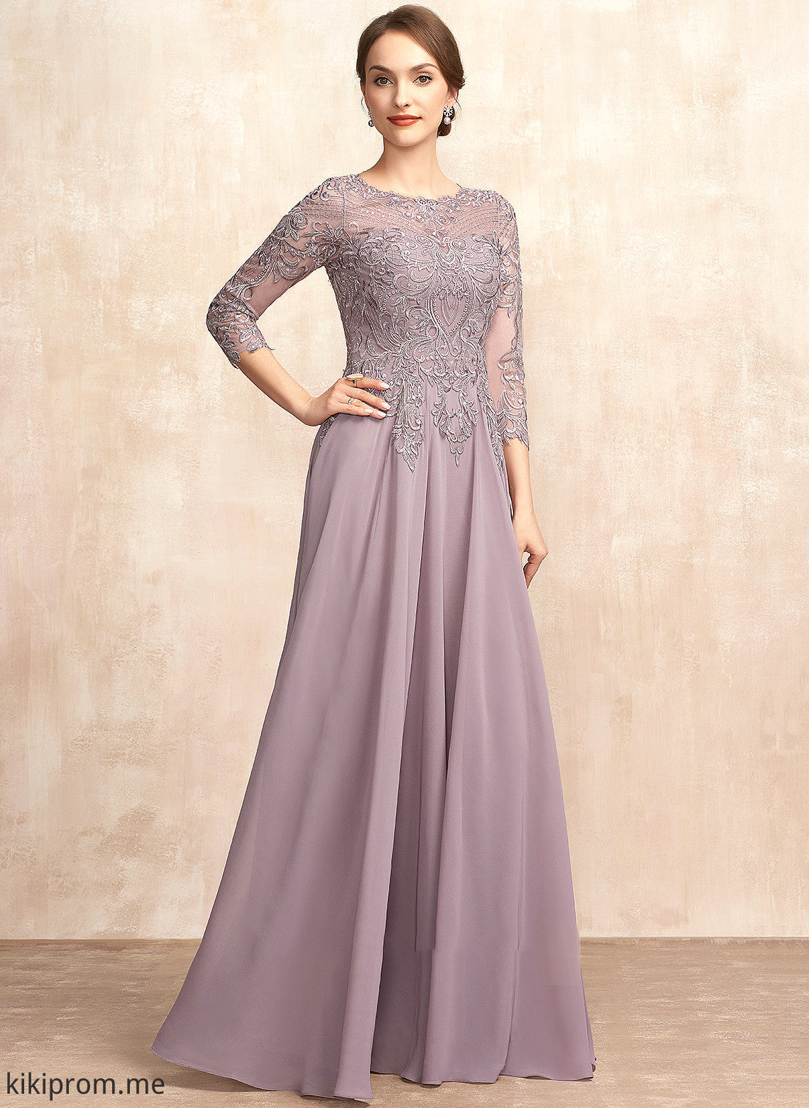 Chiffon Lace Floor-Length Dress Scoop the Mother of the Bride Dresses A-Line Mother Neck Sequins With Bride Fatima of