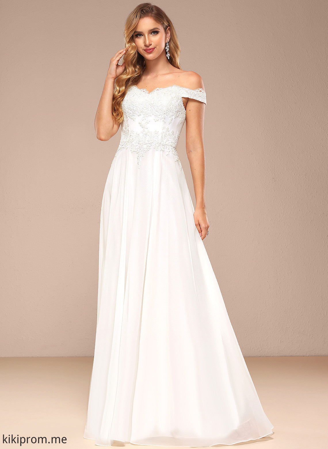 Dress Off-the-Shoulder Floor-Length Sequins Wedding Dresses Wedding Chiffon A-Line Alejandra With Lace