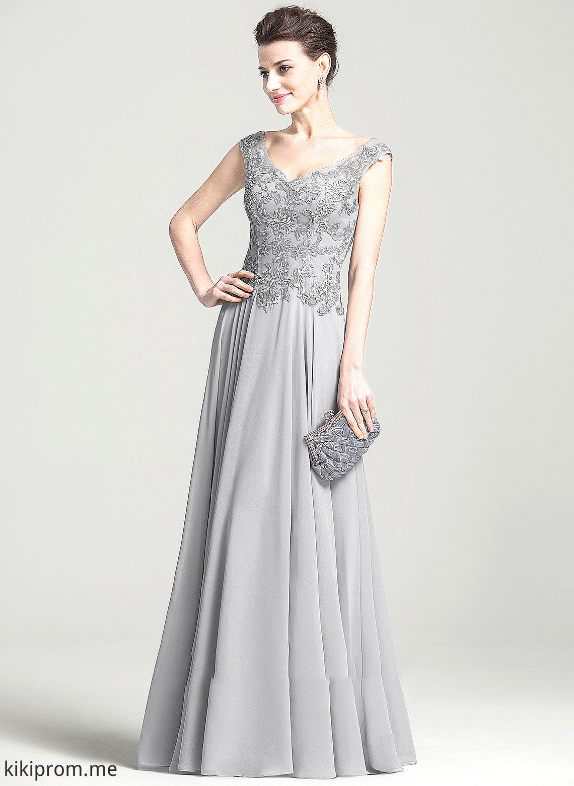 Appliques Mother Dress V-neck of Yasmine Chiffon Bride A-Line With Mother of the Bride Dresses Floor-Length the Lace