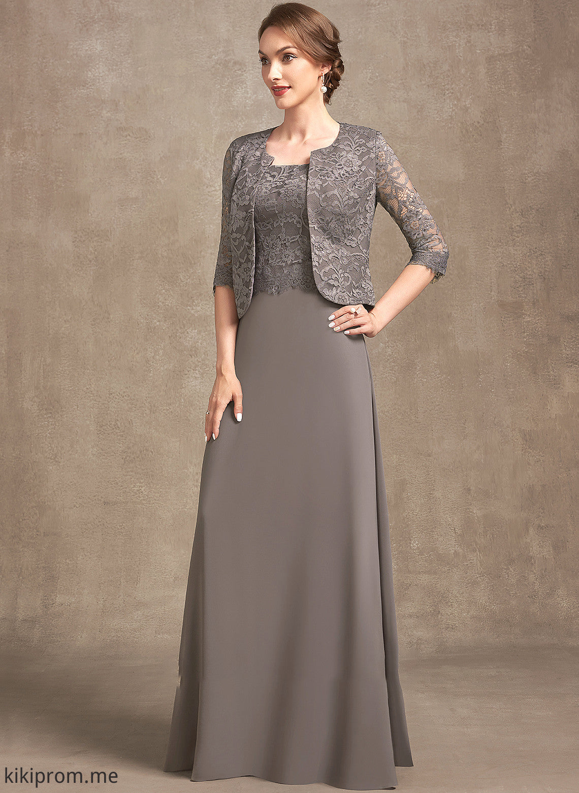 Lace Floor-Length Neckline Bride Keyla Mother Square Dress the of Mother of the Bride Dresses Chiffon A-Line