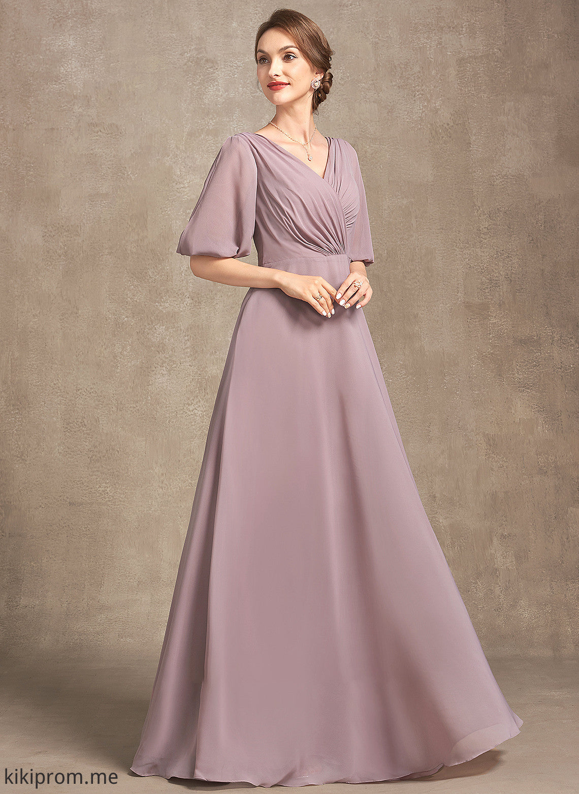 Chiffon Dress Floor-Length Madeline With V-neck the Mother of Mother of the Bride Dresses A-Line Ruffle Bride