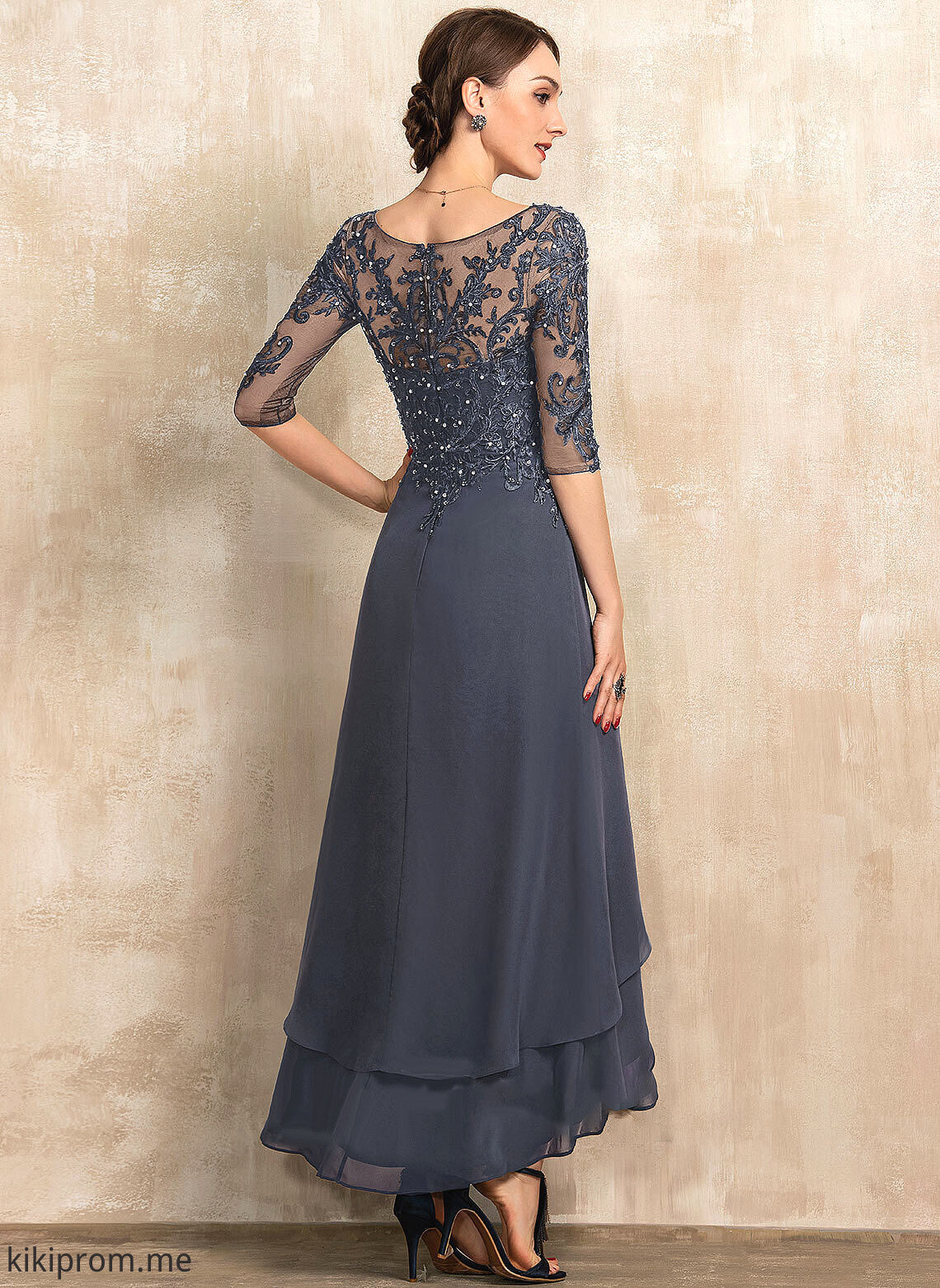 Lace Mother of Dress Bride Mother of the Bride Dresses Kim A-Line the Sequins V-neck Chiffon With Beading Asymmetrical