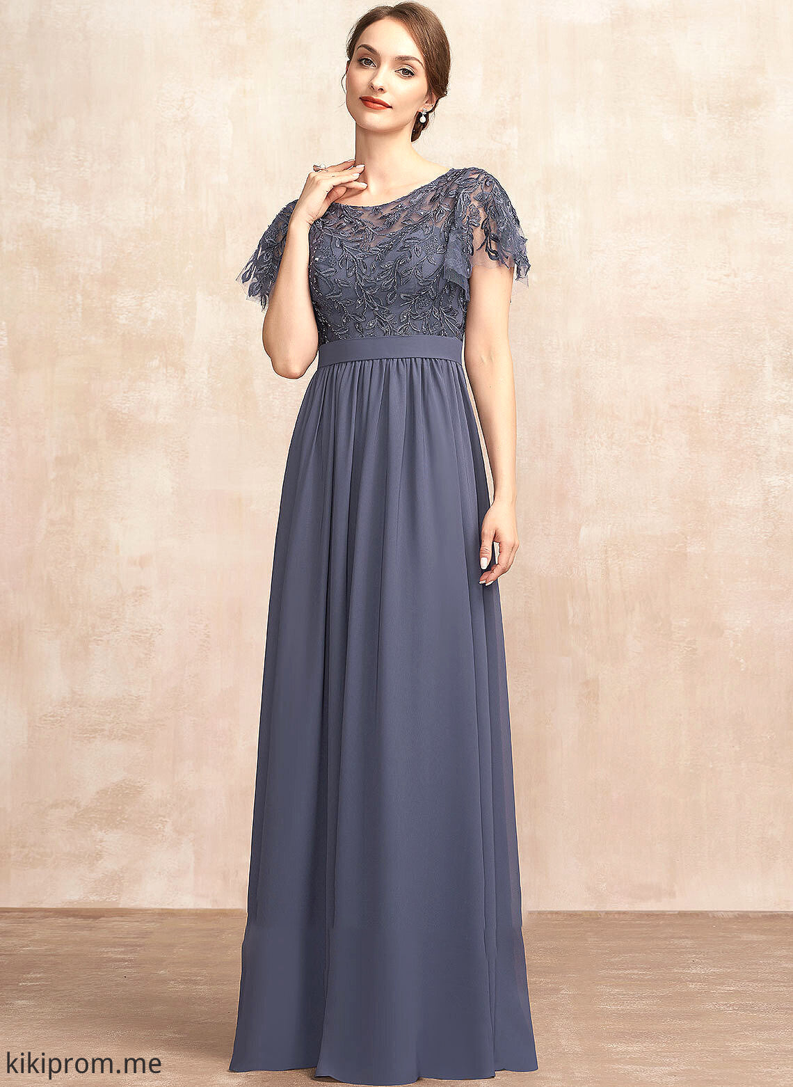 With Lace Mother Dress Chiffon Neck A-Line Mother of the Bride Dresses the Bride Sequins Scoop Lilian Floor-Length of