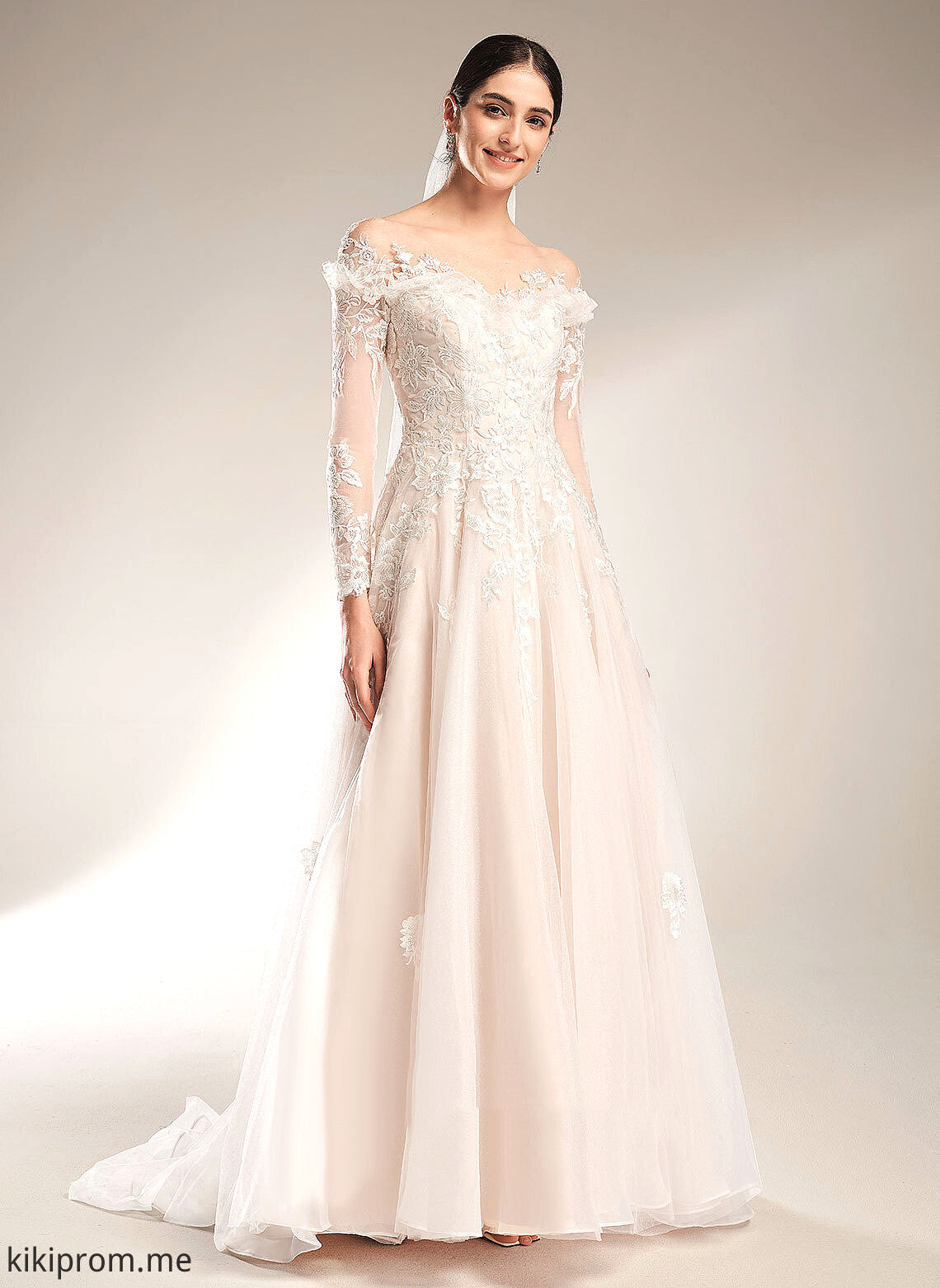 Wedding Lace Court Sequins Wedding Dresses Amira Train Ball-Gown/Princess Off-the-Shoulder With Tulle Dress