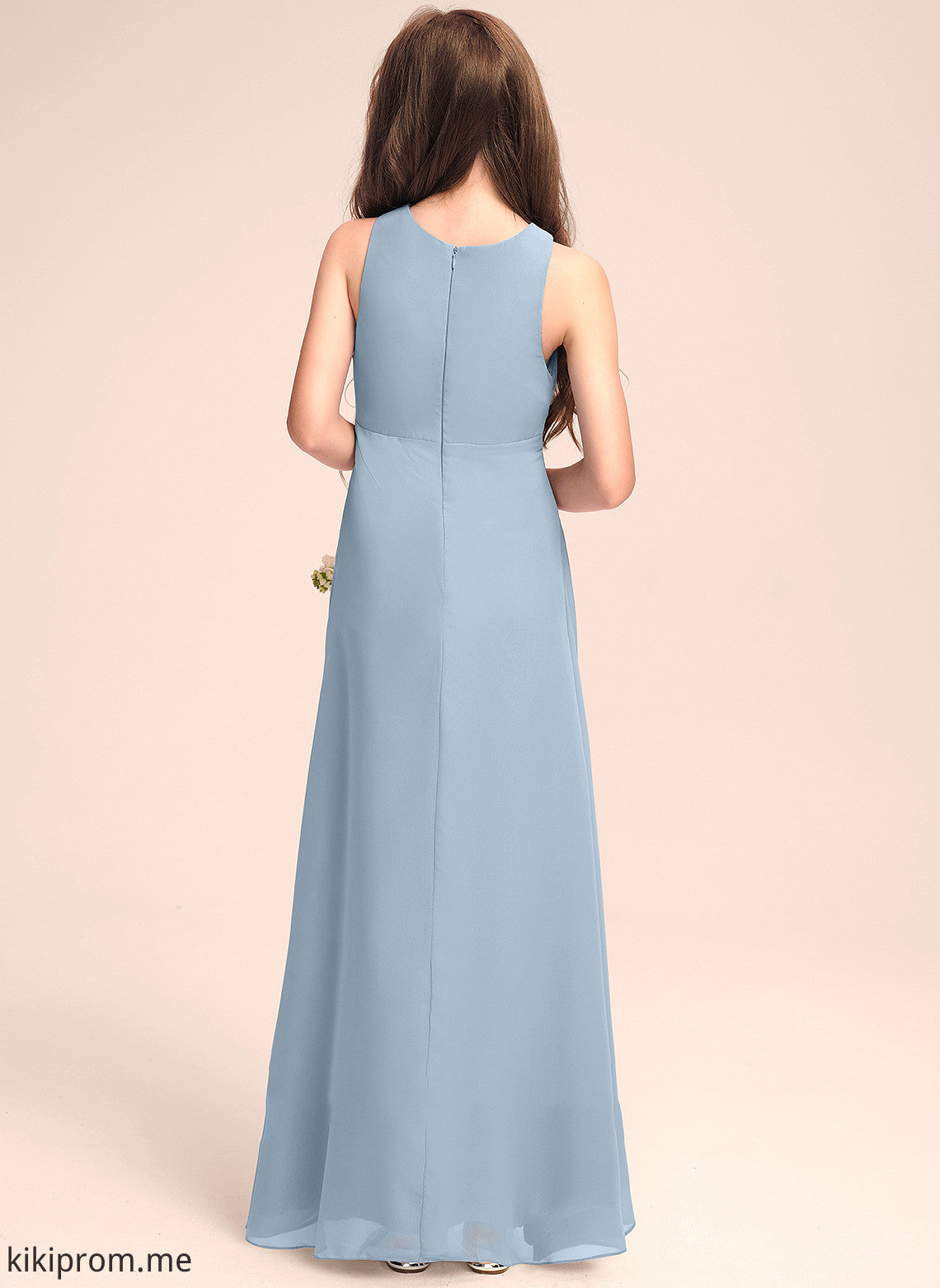 With Neck Chiffon Tatiana Scoop Junior Bridesmaid Dresses Cascading A-Line Floor-Length Ruffles