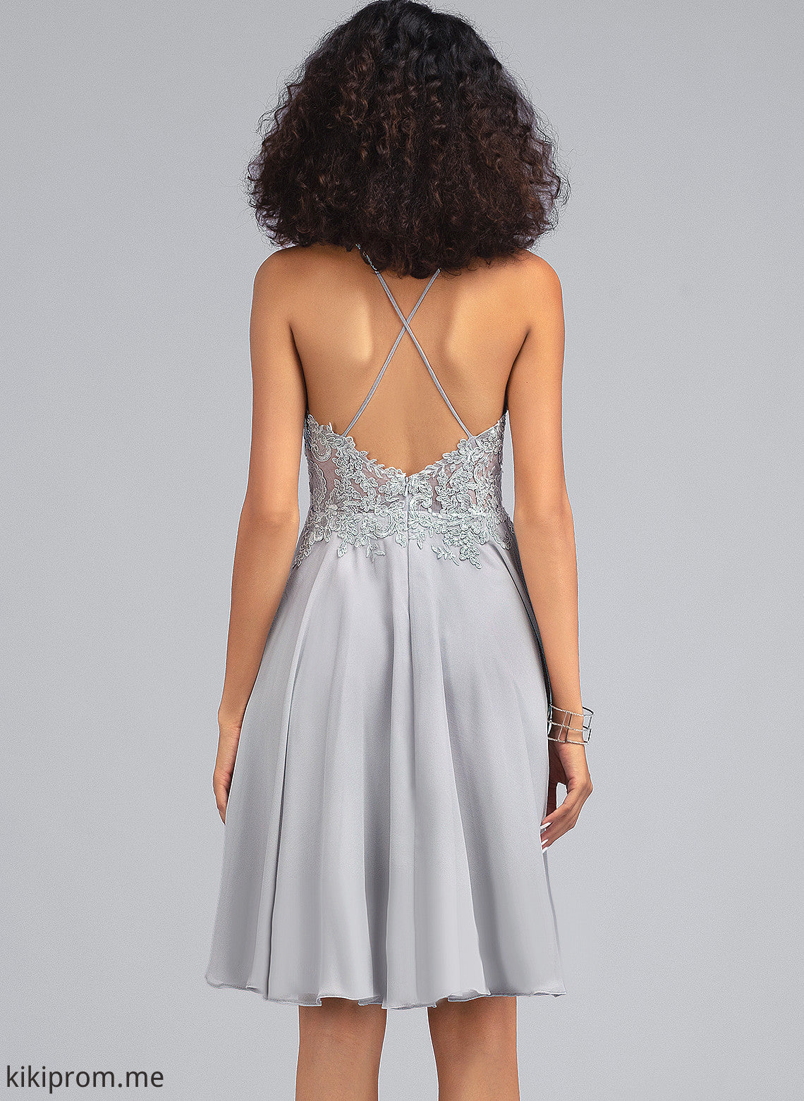 With Lace Sequins Chiffon Scoop A-Line Knee-Length Lexi Prom Dresses