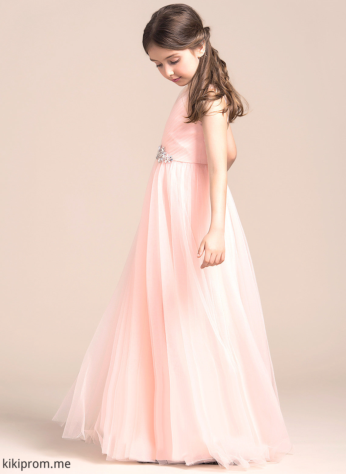 Flower Girl Dresses Dress Floor-length Sleeveless A-Line Ruffles/Beading/Sequins - V-neck Tulle With Girl Kayden Flower