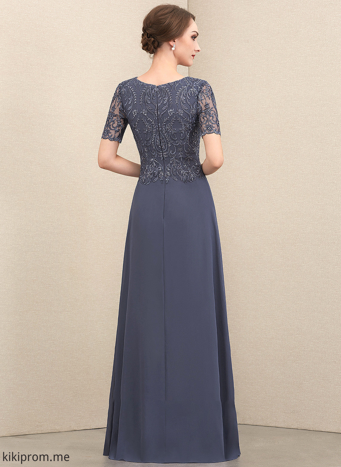 Neck Lace Floor-Length of Chiffon A-Line Mother of the Bride Dresses Mother the Bride Dress Anabel Scoop