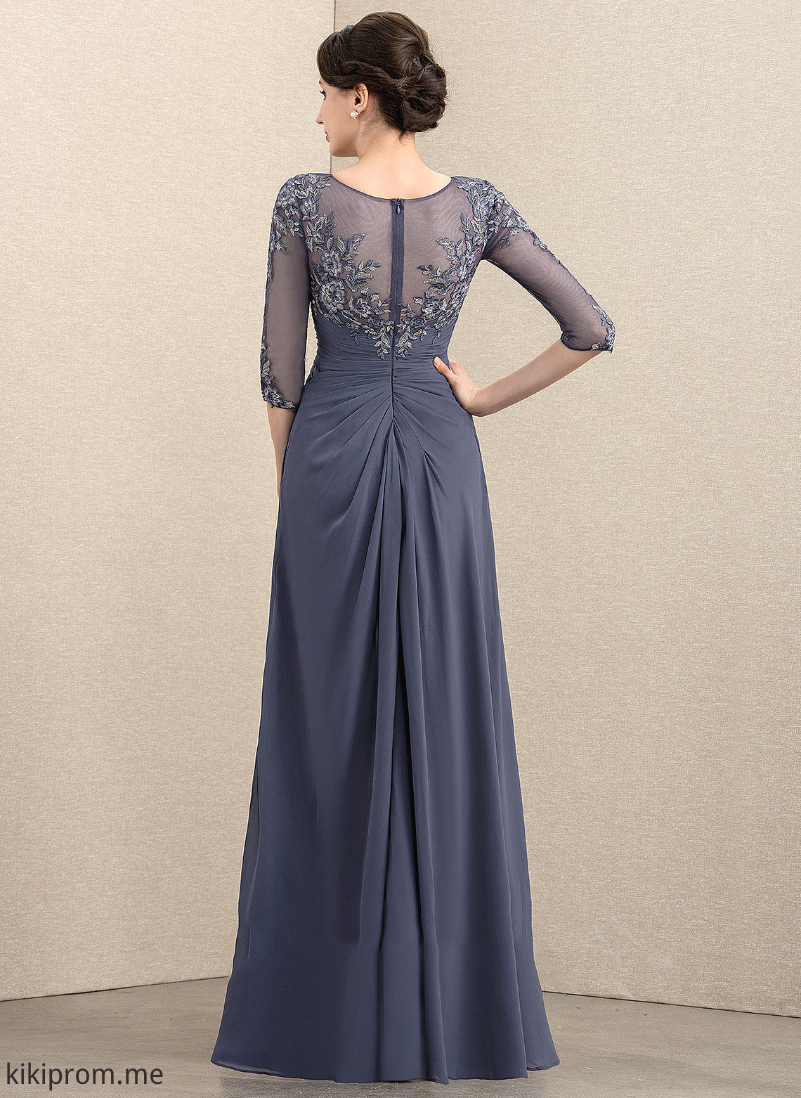 Dress Mother Lace of Scoop the Floor-Length Mother of the Bride Dresses Jean Bride A-Line Neck Chiffon