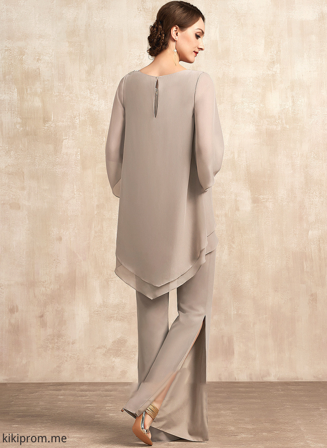 Scoop Mother Floor-Length Jumpsuit/Pantsuit Neck Mother of the Bride Dresses Dress the Katie of Bride Chiffon