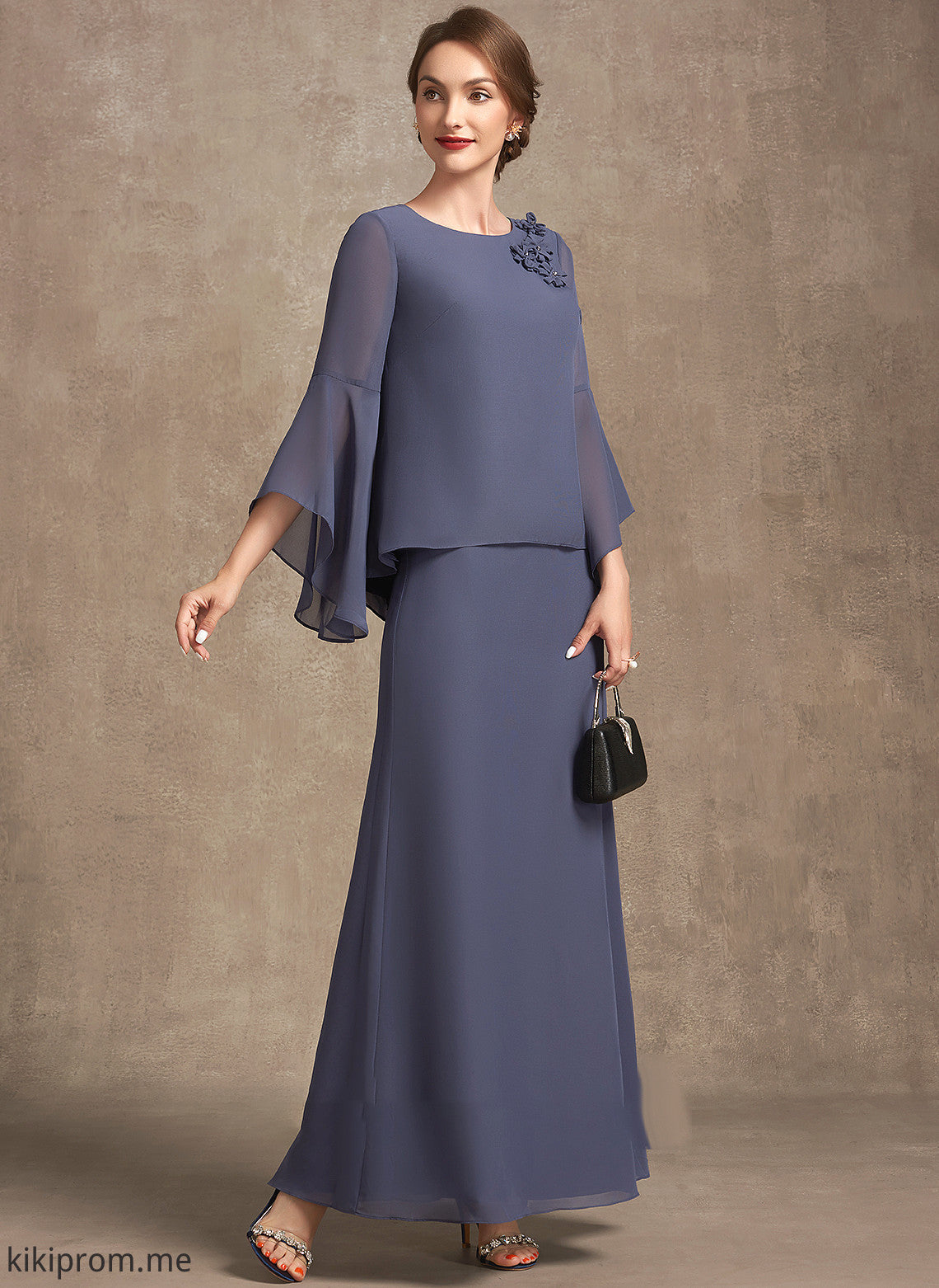 Mother Flower(s) Mother of the Bride Dresses With the of Scoop Chiffon A-Line Neck Bride Ankle-Length Dress Frederica