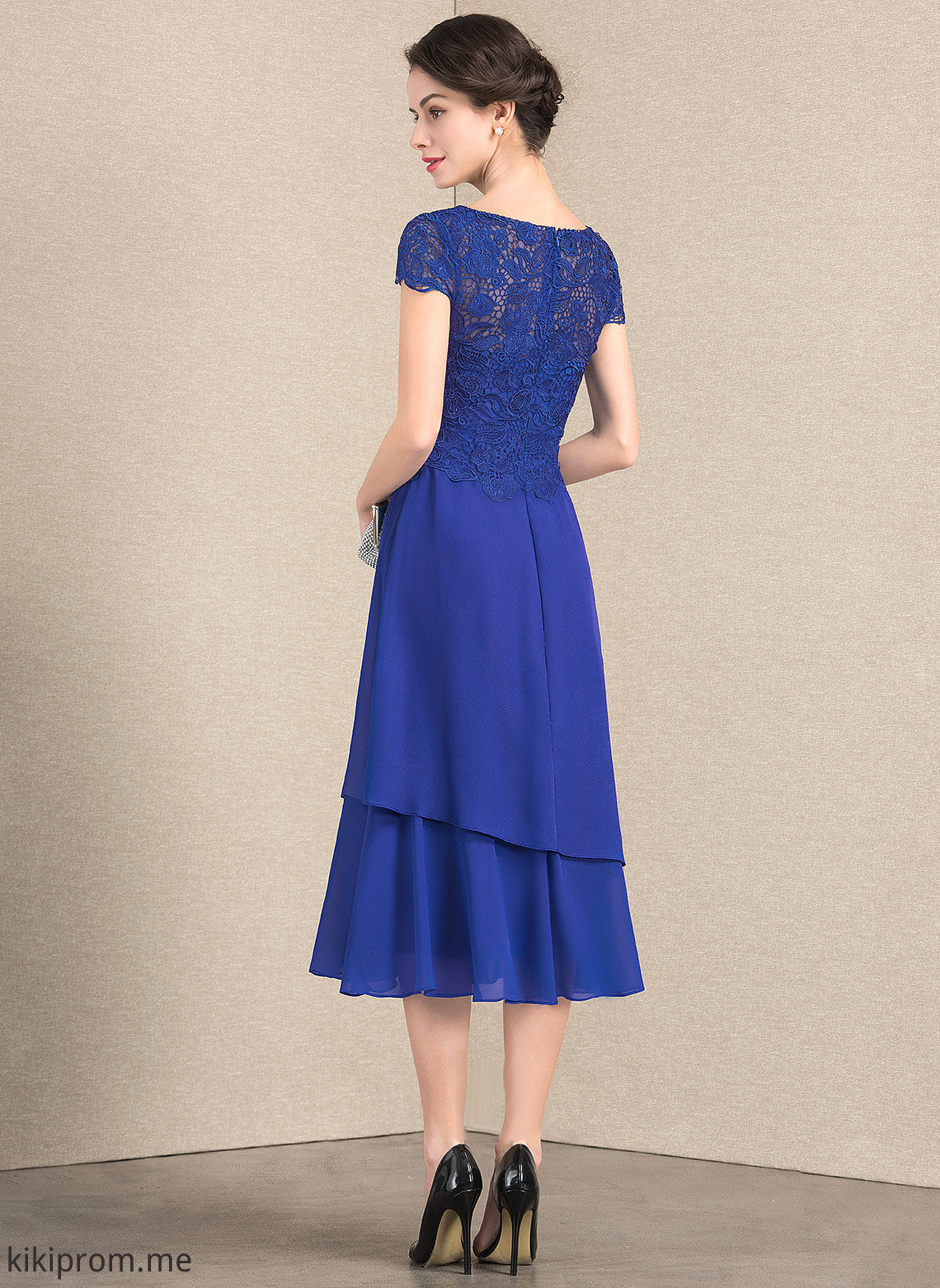 Tea-Length Scoop Dress Luciana Neck Mother of the Bride Dresses Bride of the Chiffon Mother Lace A-Line