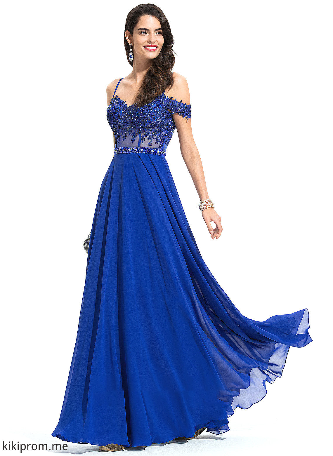 Prom Dresses Off-the-Shoulder Chiffon Leia Sweetheart Floor-Length With Beading Sequins A-Line